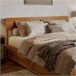 Norla King Wood Platform Bed with Footboard and Drawers in Light Toffee