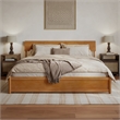 Norla King Wood Platform Bed with Footboard and Drawers in Light Toffee