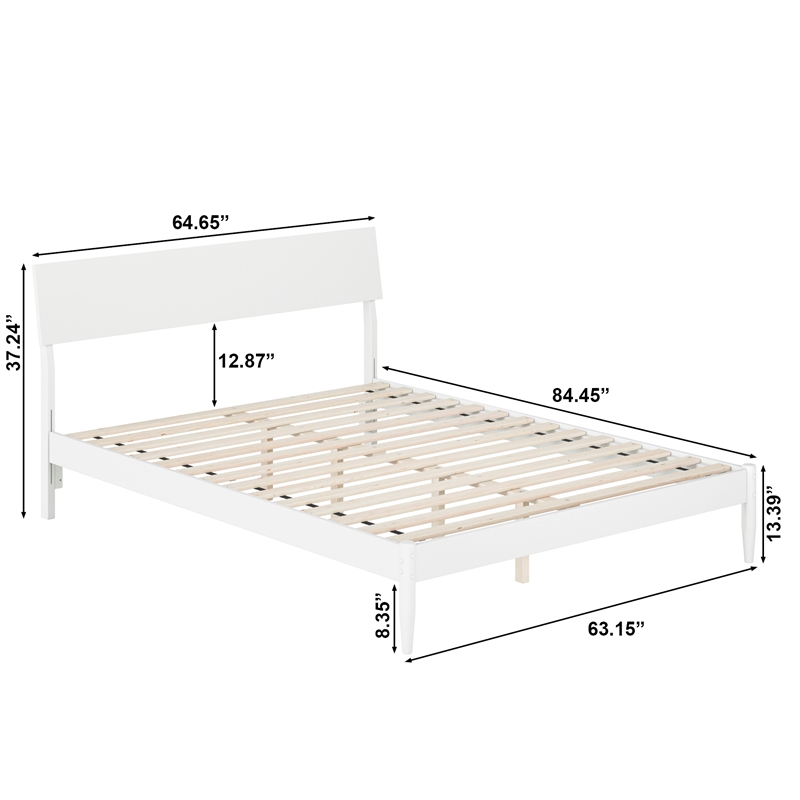 Bradford Queen Wood Platform Bed in White