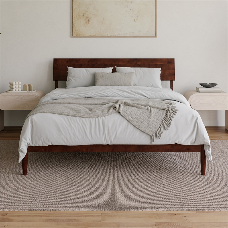 Bradford Queen Wood Platform Bed in Walnut