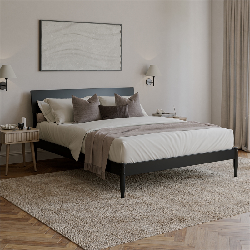 Bradford Queen Wood Platform Bed in Black