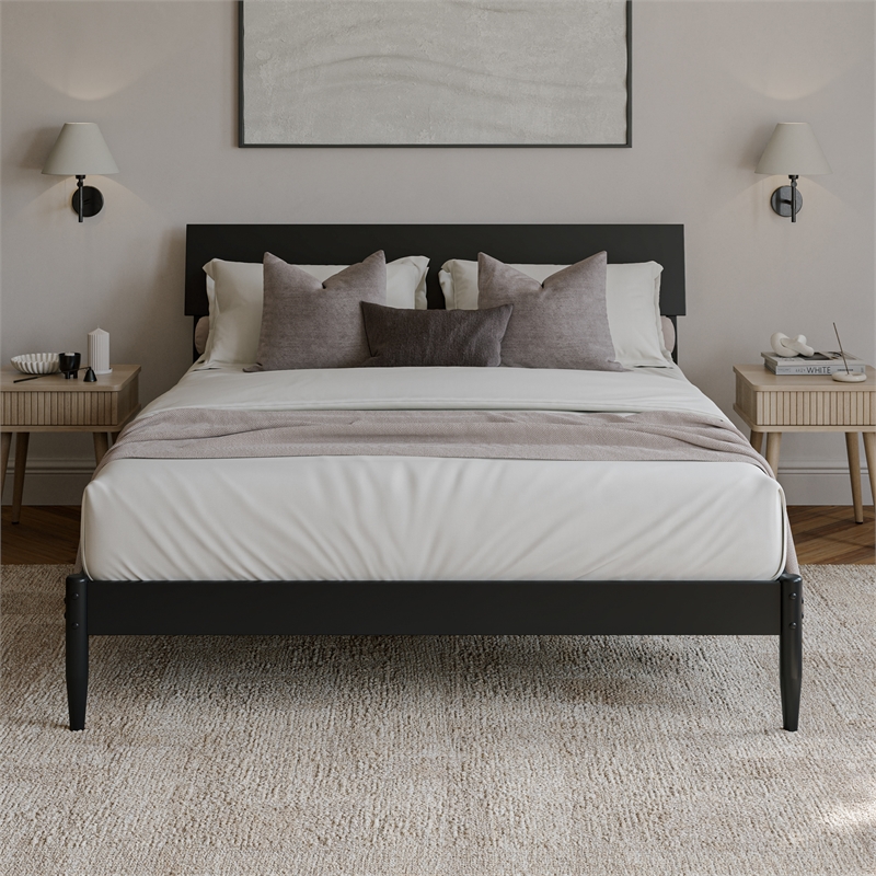 Bradford Queen Wood Platform Bed in Black