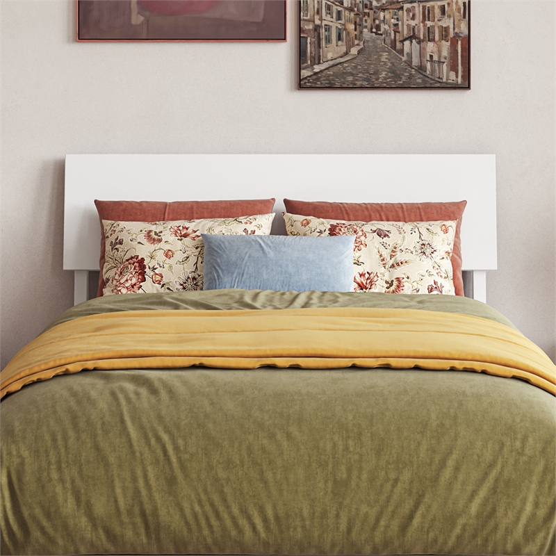 Norla Twin XL Wood Platform Bed with Footboard and Twin XL Trundle in White