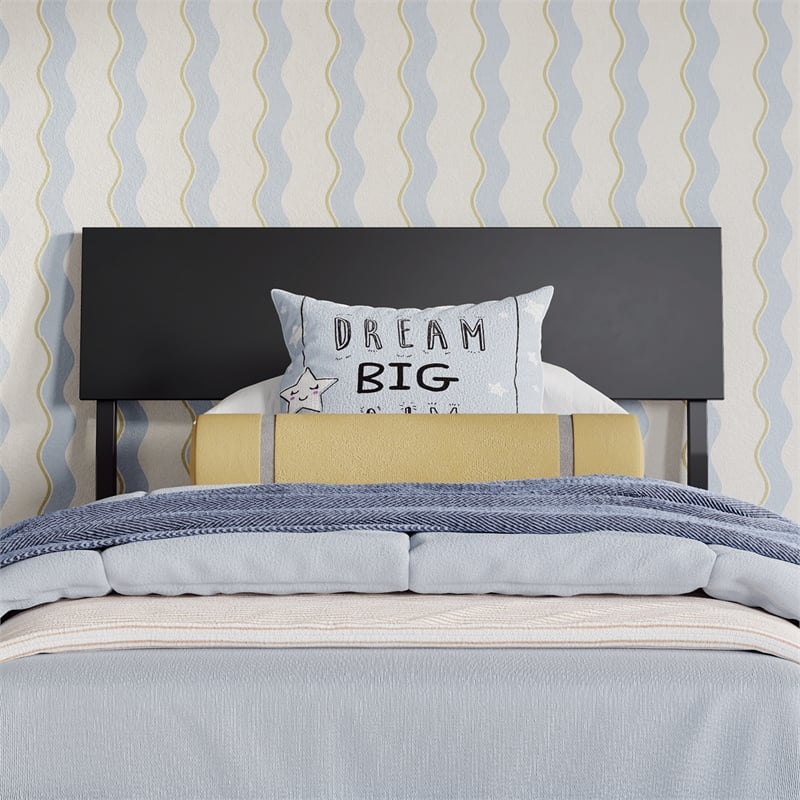 Norla Twin Wood Platform Bed with Footboard and Twin Trundle in Black