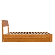 Norla Queen Wood Platform Bed with Footboard and Twin XL Trundle in Light Toffee