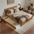 Norla Queen Wood Platform Bed with Footboard and Twin XL Trundle in Light Toffee