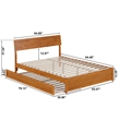 Norla Queen Wood Platform Bed with Footboard and Twin XL Trundle in Light Toffee