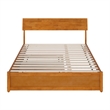 Norla Queen Wood Platform Bed with Footboard and Twin XL Trundle in Light Toffee