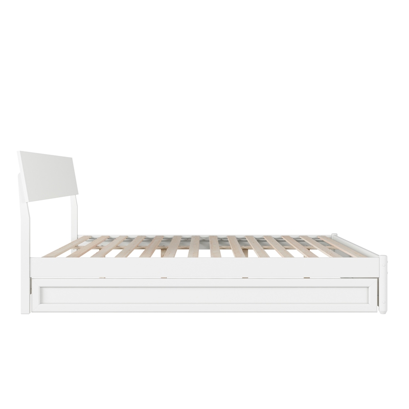 Norla King Wood Platform Bed with Footboard and Twin XL Trundle in White