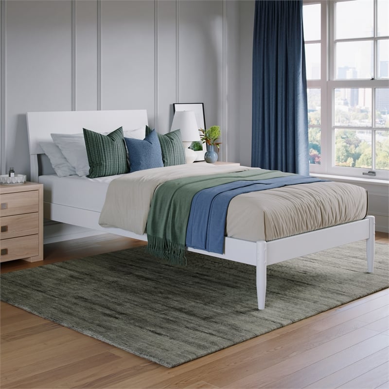 Bradford Twin XL Solid Wood Platform Bed in White