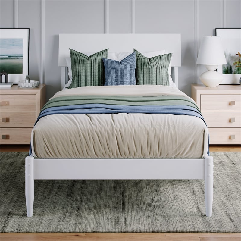 Bradford Twin XL Solid Wood Platform Bed in White