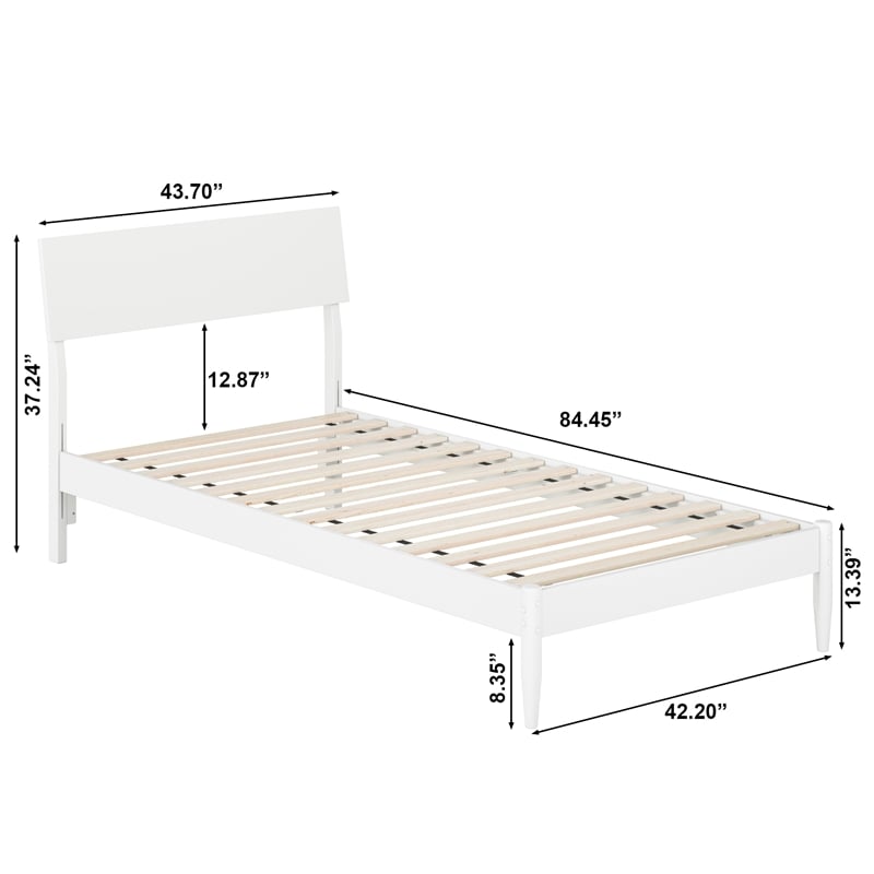 Bradford Twin XL Solid Wood Platform Bed in White