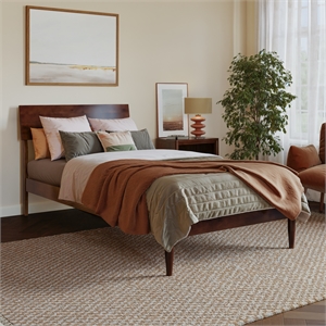 Bradford Twin XL Wood Platform Bed in Walnut