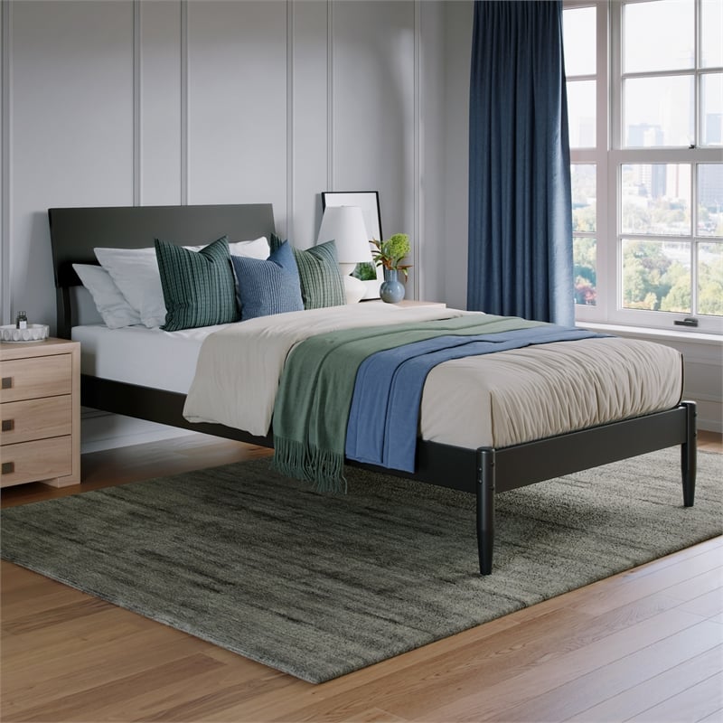 Bradford Twin XL Wood Platform Bed in Black