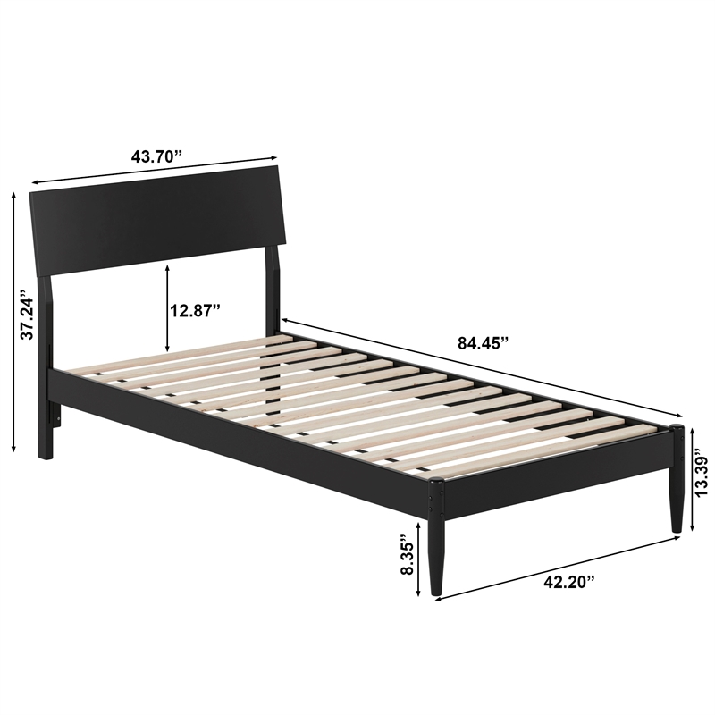 Bradford Twin XL Wood Platform Bed in Black