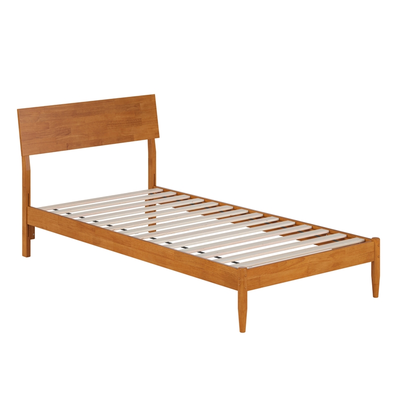 Bradford Twin XL Wood Platform Bed in Light Toffee