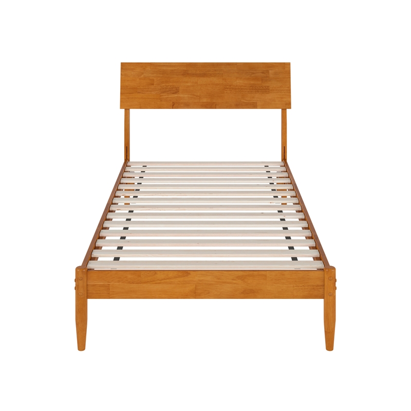 Bradford Twin XL Wood Platform Bed in Light Toffee
