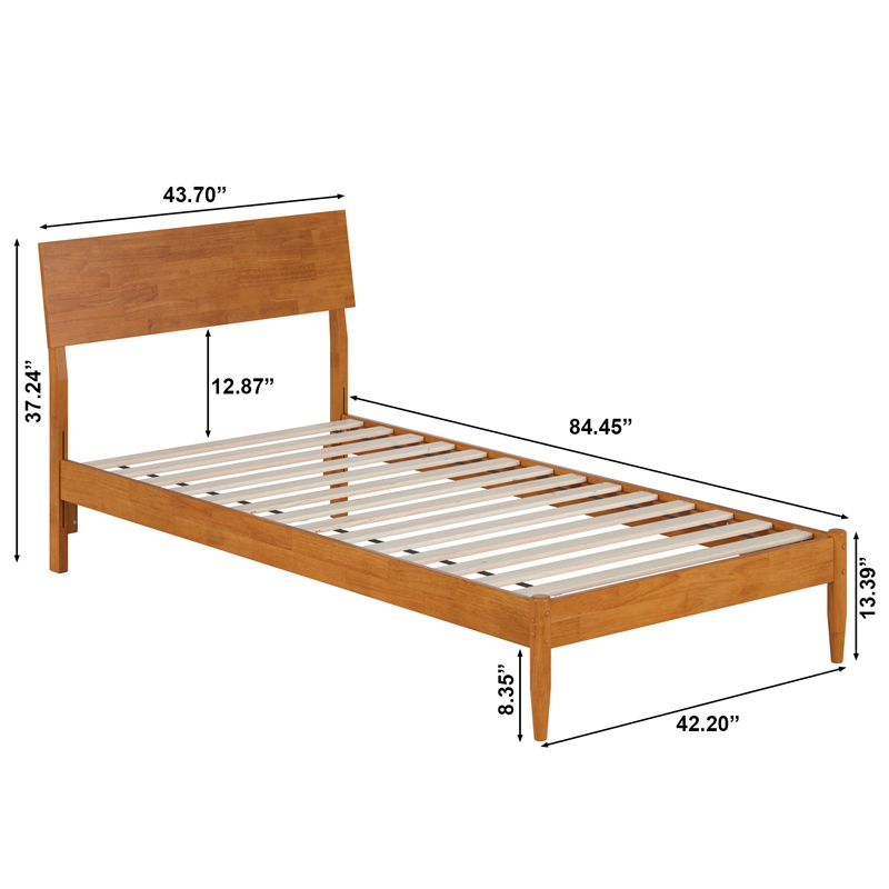 Bradford Twin XL Wood Platform Bed in Light Toffee