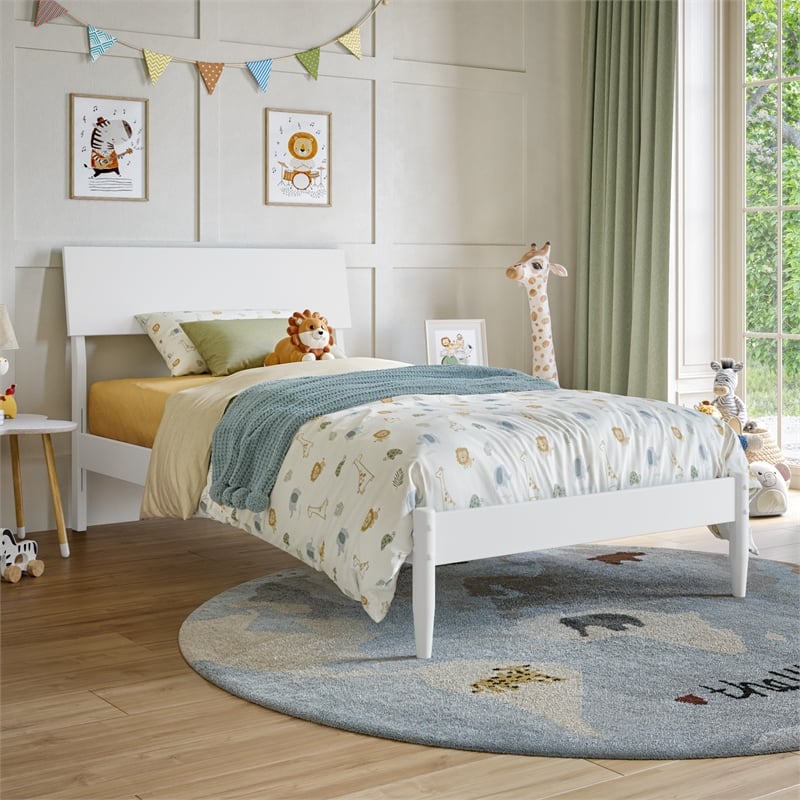 Bradford Twin Wood Platform Bed in White