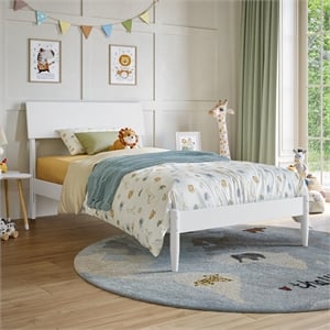 Bradford Twin Wood Platform Bed in White