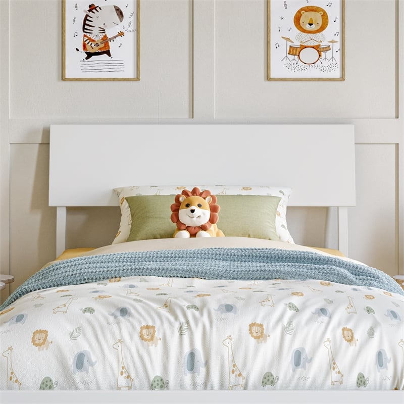 Bradford Twin Wood Platform Bed in White