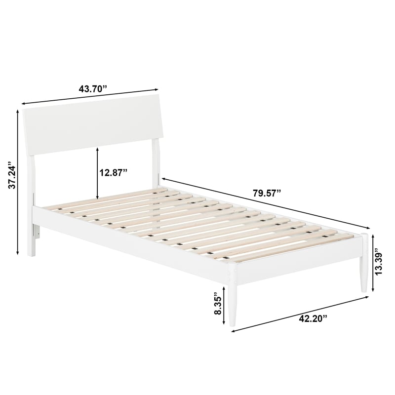 Bradford Twin Wood Platform Bed in White