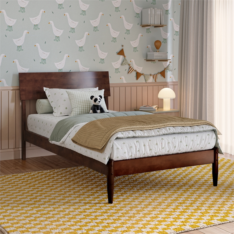 Bradford Twin Wood Platform Bed in Walnut