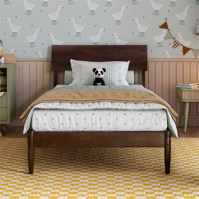 Bradford Twin Wood Platform Bed in Walnut