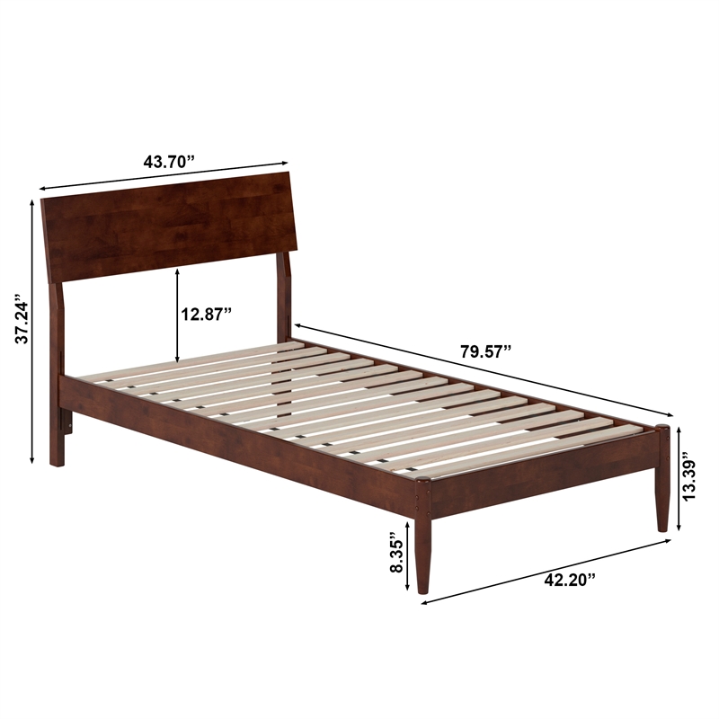 Bradford Twin Wood Platform Bed in Walnut