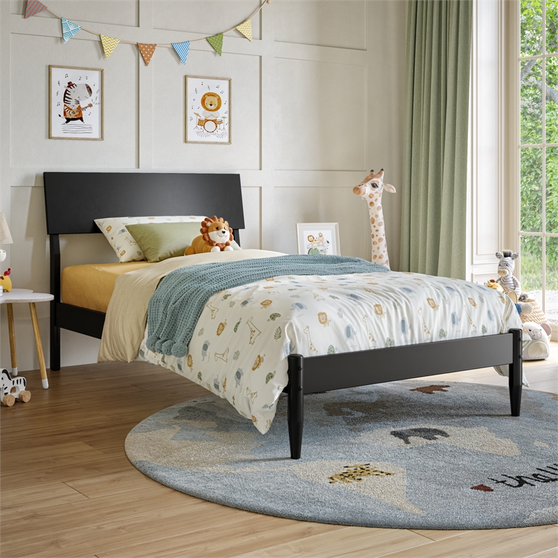 Bradford Twin Wood Platform Bed in Black