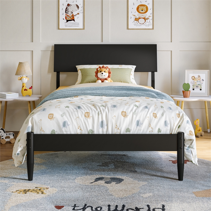 Bradford Twin Wood Platform Bed in Black