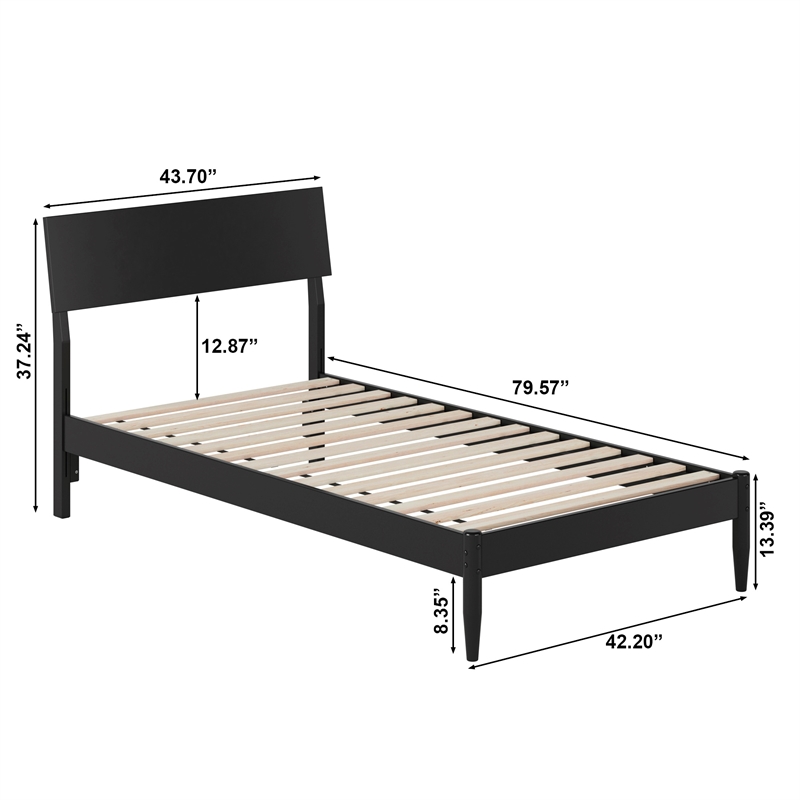 Bradford Twin Wood Platform Bed in Black