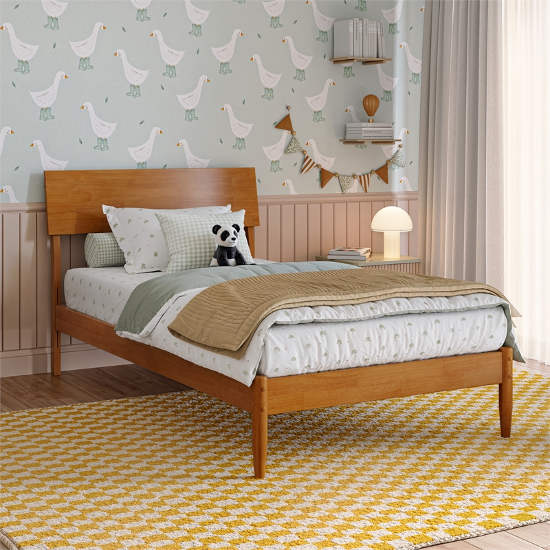 Bradford Twin Wood Platform Bed in Light Toffee