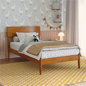 Bradford Twin Wood Platform Bed in Light Toffee
