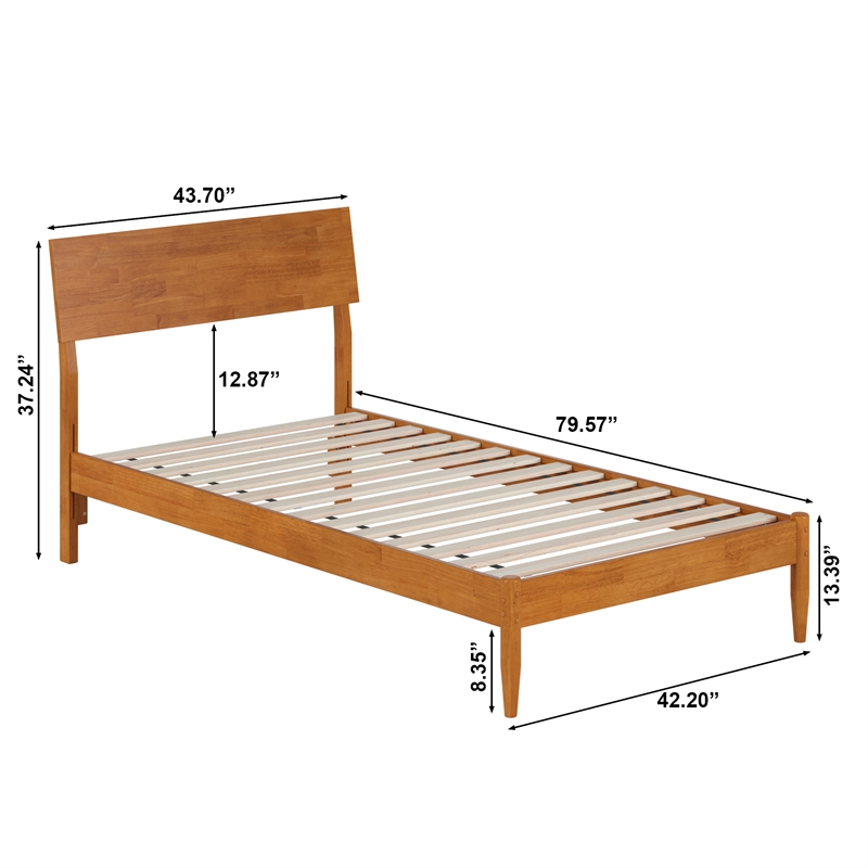 Bradford Twin Wood Platform Bed in Light Toffee