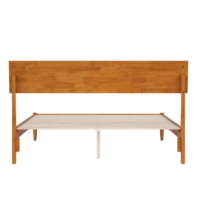 Bradford Queen Wood Platform Bed in Light Toffee