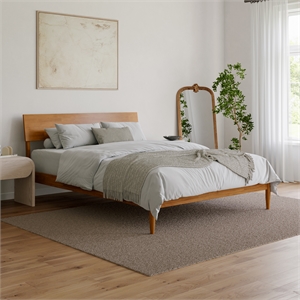 Bradford Queen Wood Platform Bed in Light Toffee