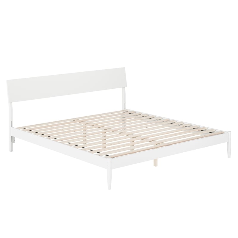 Bradford King Wood Platform Bed in White