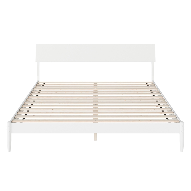Bradford King Wood Platform Bed in White