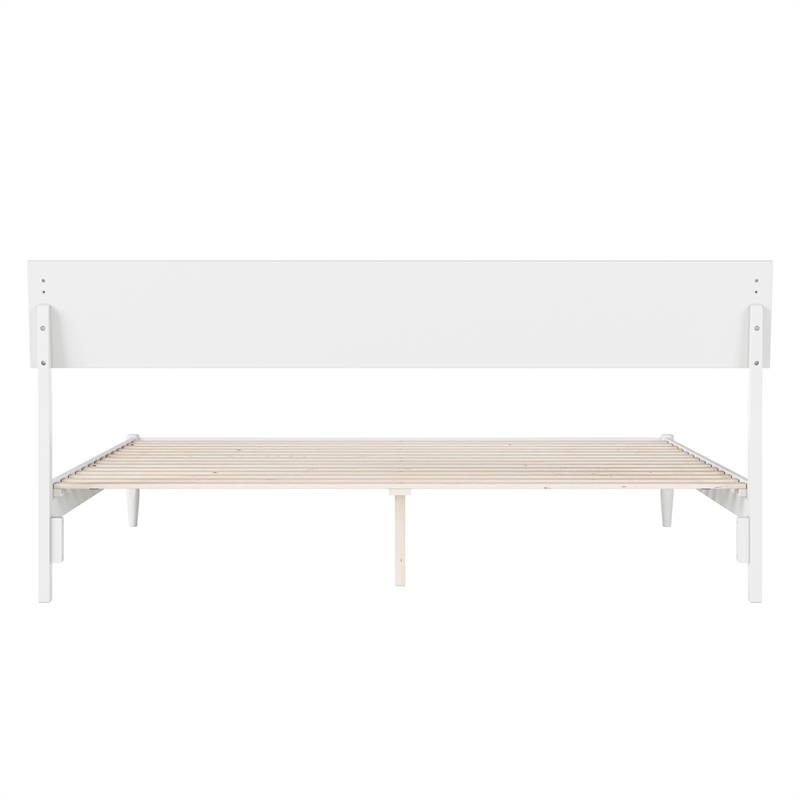 Bradford King Wood Platform Bed in White