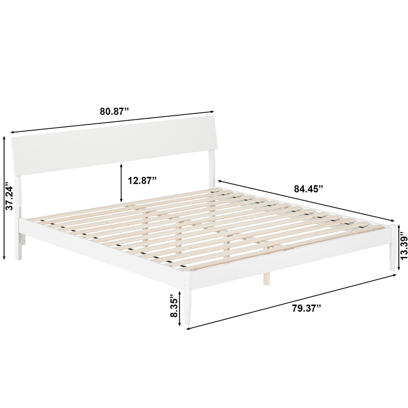 Bradford King Wood Platform Bed in White