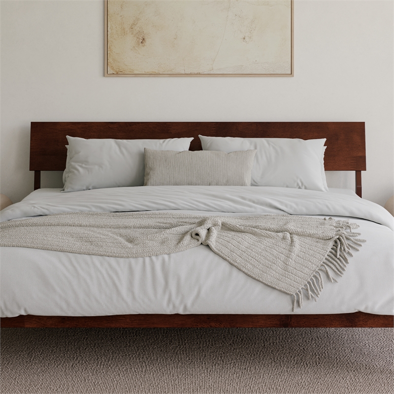 Bradford King Wood Platform Bed in Walnut