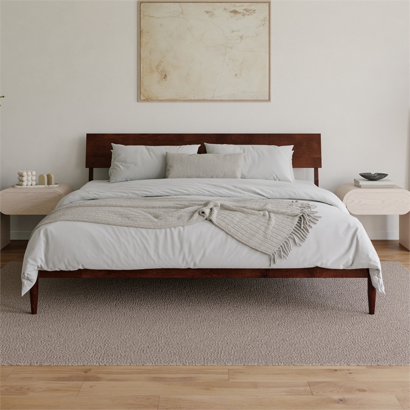 Bradford King Wood Platform Bed in Walnut