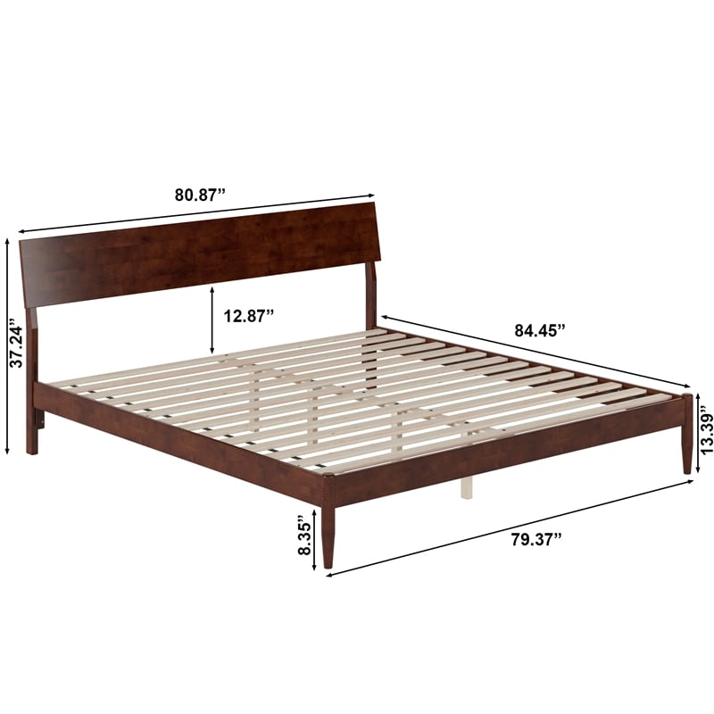 Bradford King Wood Platform Bed in Walnut