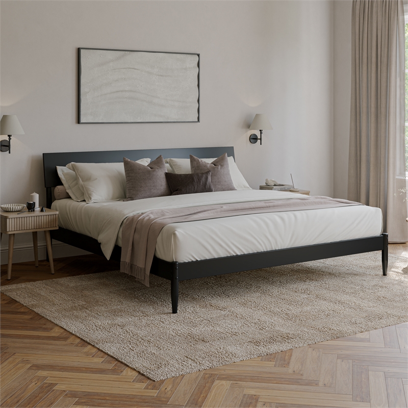Bradford King Wood Platform Bed in Black