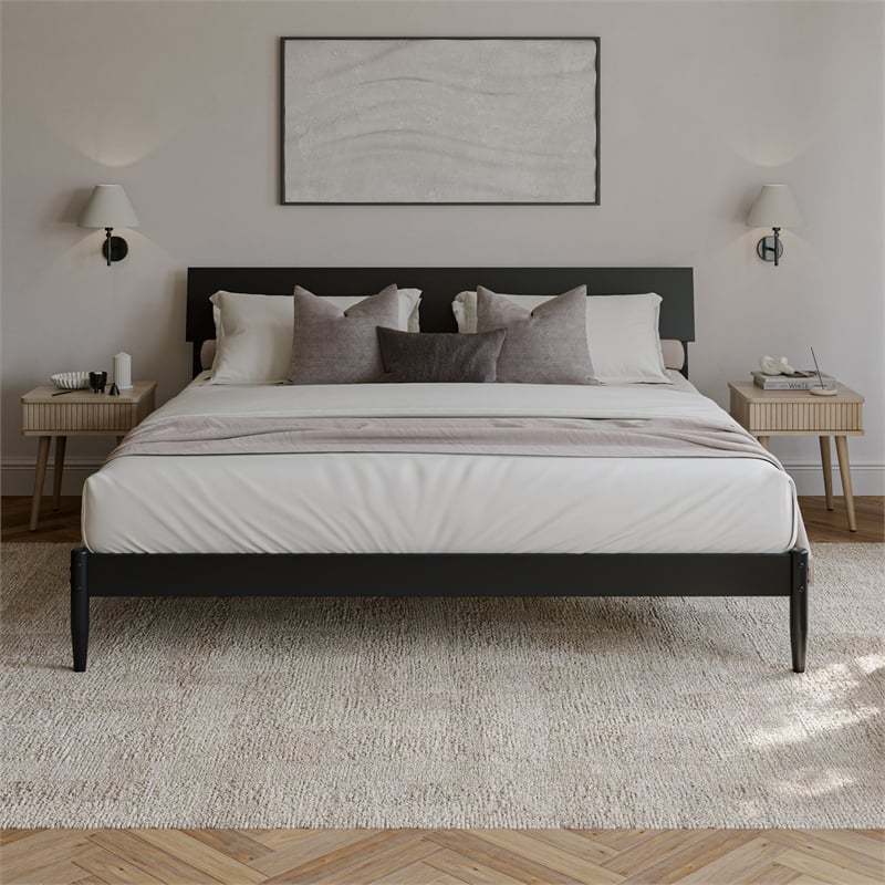 Bradford King Wood Platform Bed in Black
