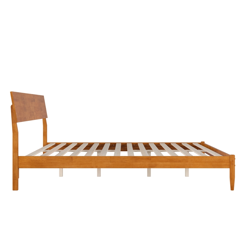 Bradford King Wood Platform Bed in Light Toffee