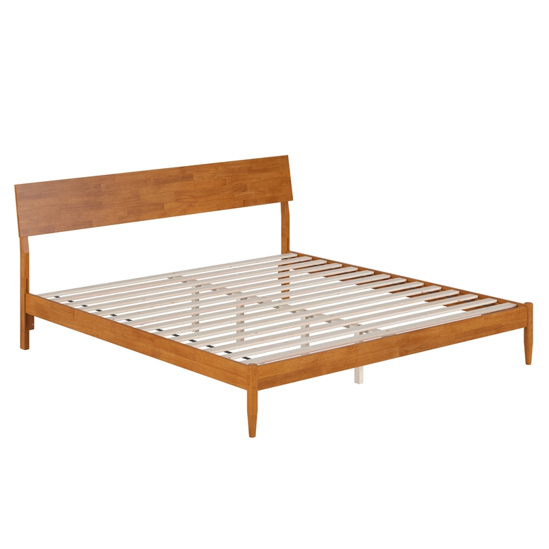Bradford King Wood Platform Bed in Light Toffee