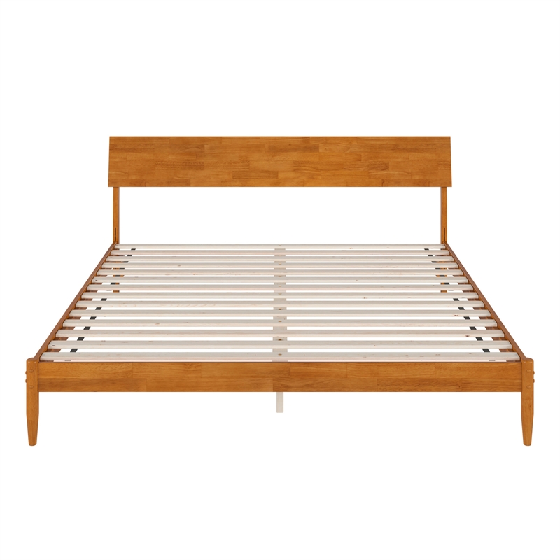 Bradford King Wood Platform Bed in Light Toffee
