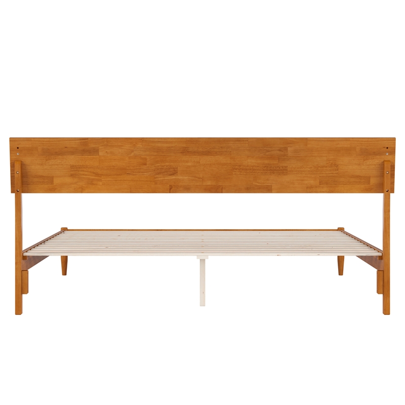 Bradford King Wood Platform Bed in Light Toffee